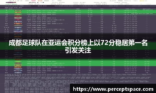 成都足球队在亚运会积分榜上以72分稳居第一名引发关注